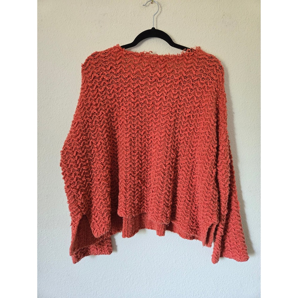 Free People Frayed Scoop Neck Sweater Womens M Slouchy Oversized Flare Sleeve - Picture 6 of 11